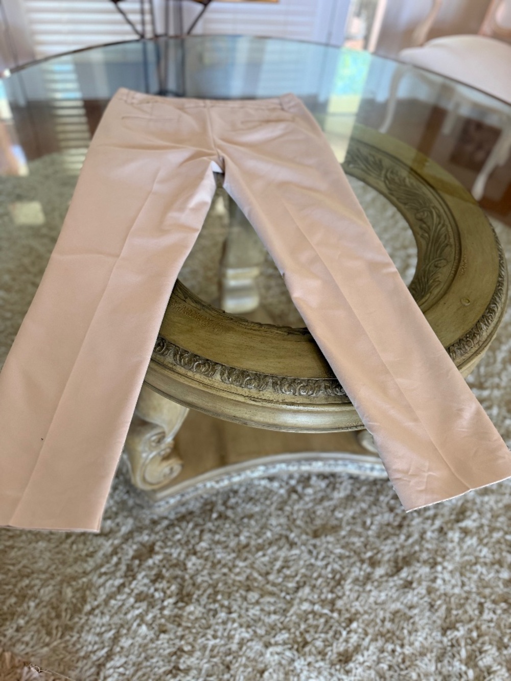 Amanda & Chelsea Ankle Pants Beige Flat Front Cotton Blend Size 6 Career Preppy